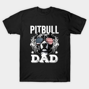 Pitbull Dad USA Flag T-Shirt